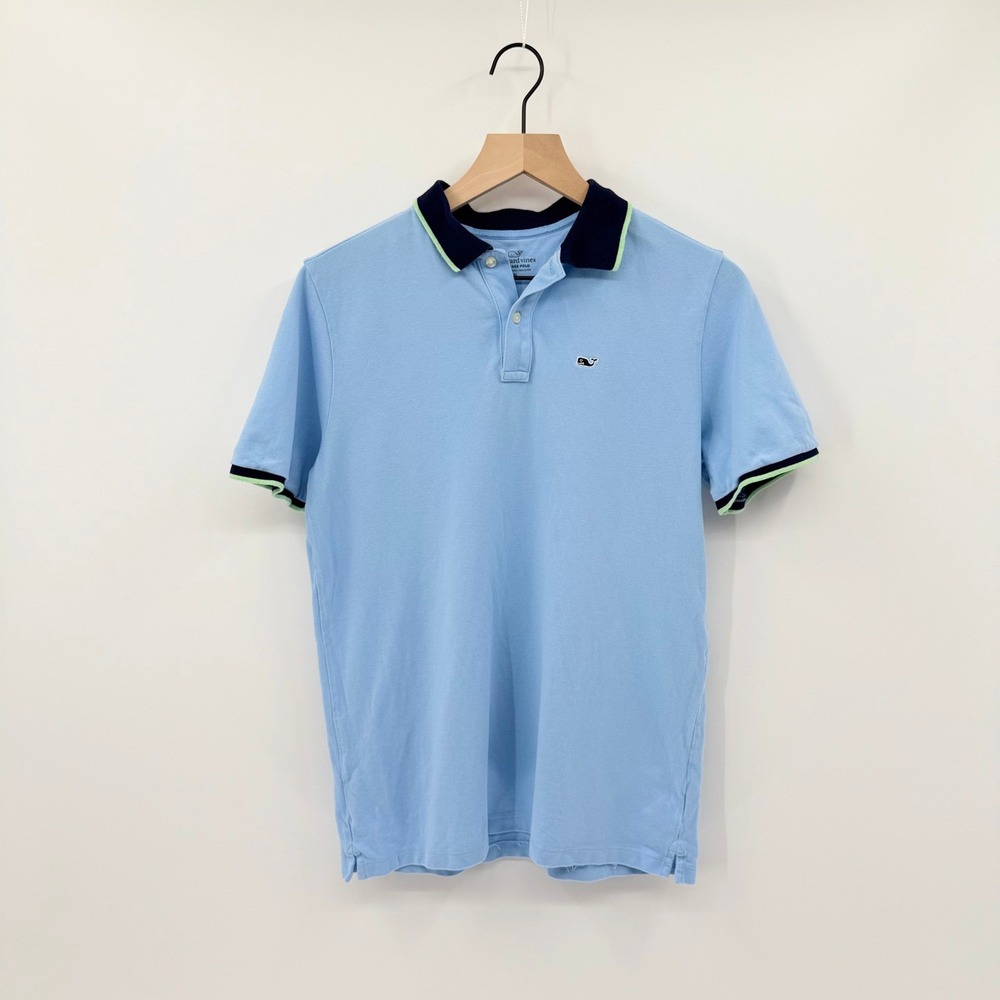 Vineyard Vines Polo Shirt Lot Boys XL Light Blue Preppy Whale Logo Cotton EUC